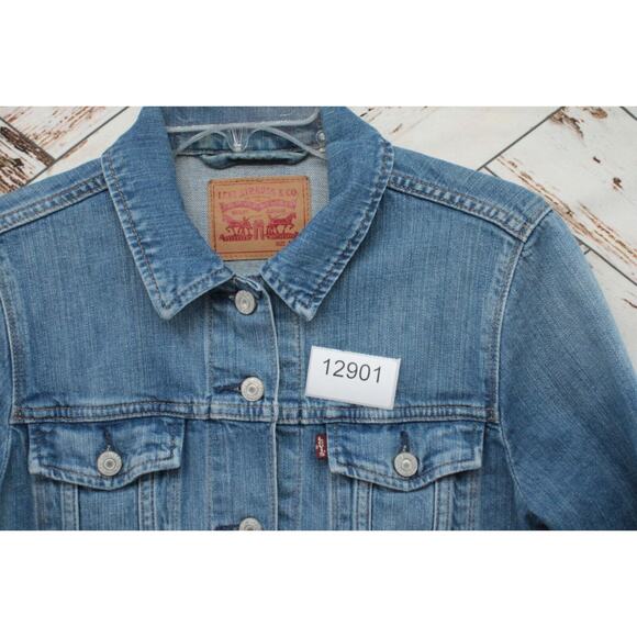 Levi’s Jean Jacket Womens Medium Blue Denim Trucker Levi Strauss - Picture 7 of 7